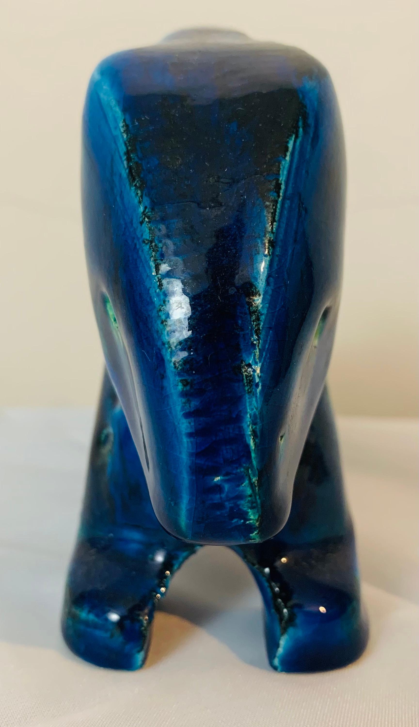 1960s Italian Bitossi Rimini Blu Ceramic Glazed Rabbit Figurine by Aldo Londi 12