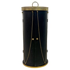1960s Italian Black and Brass Drum Side Table