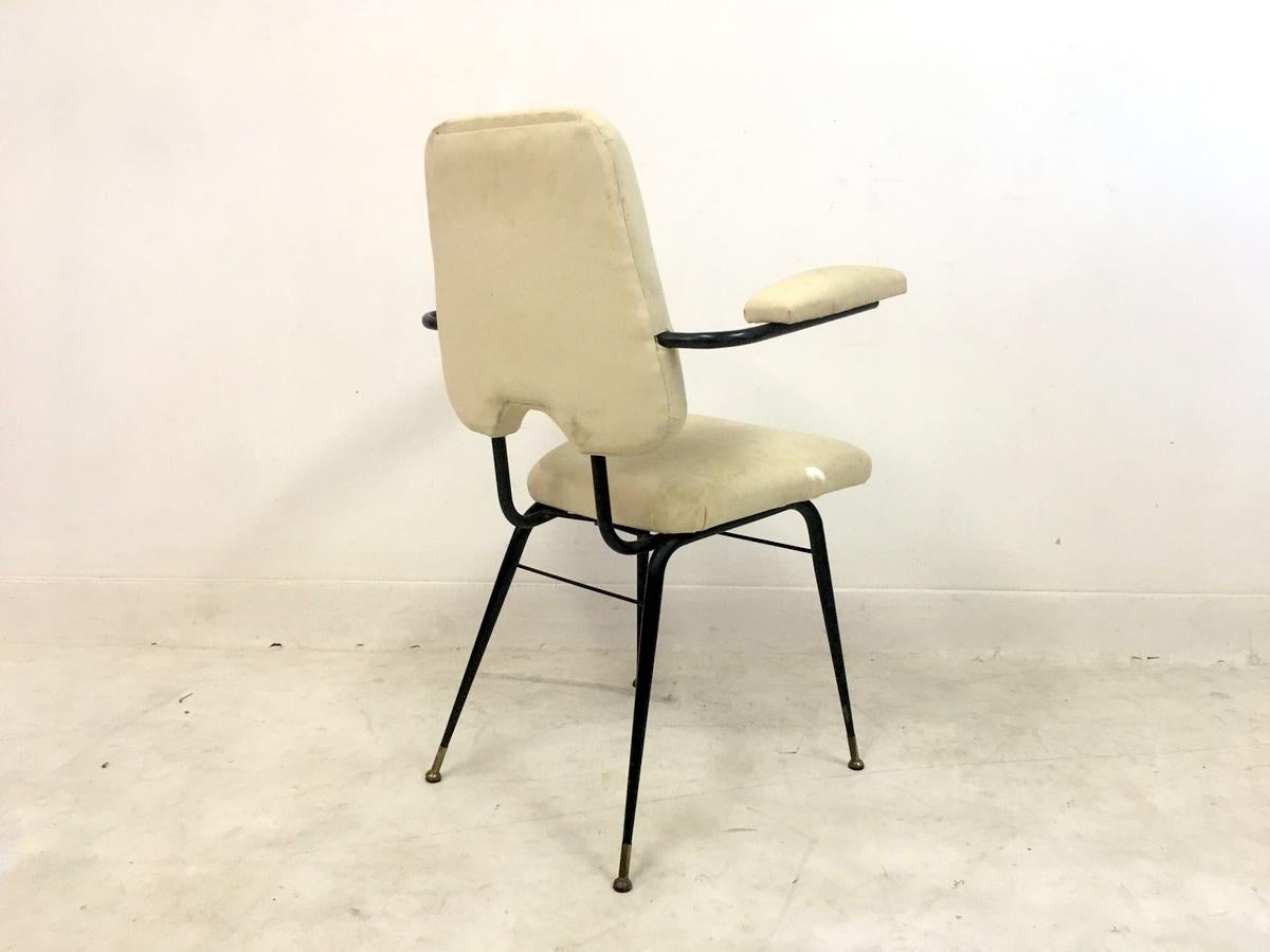 1960s Italian Black Painted Steel Desk Chair In Fair Condition In London, London