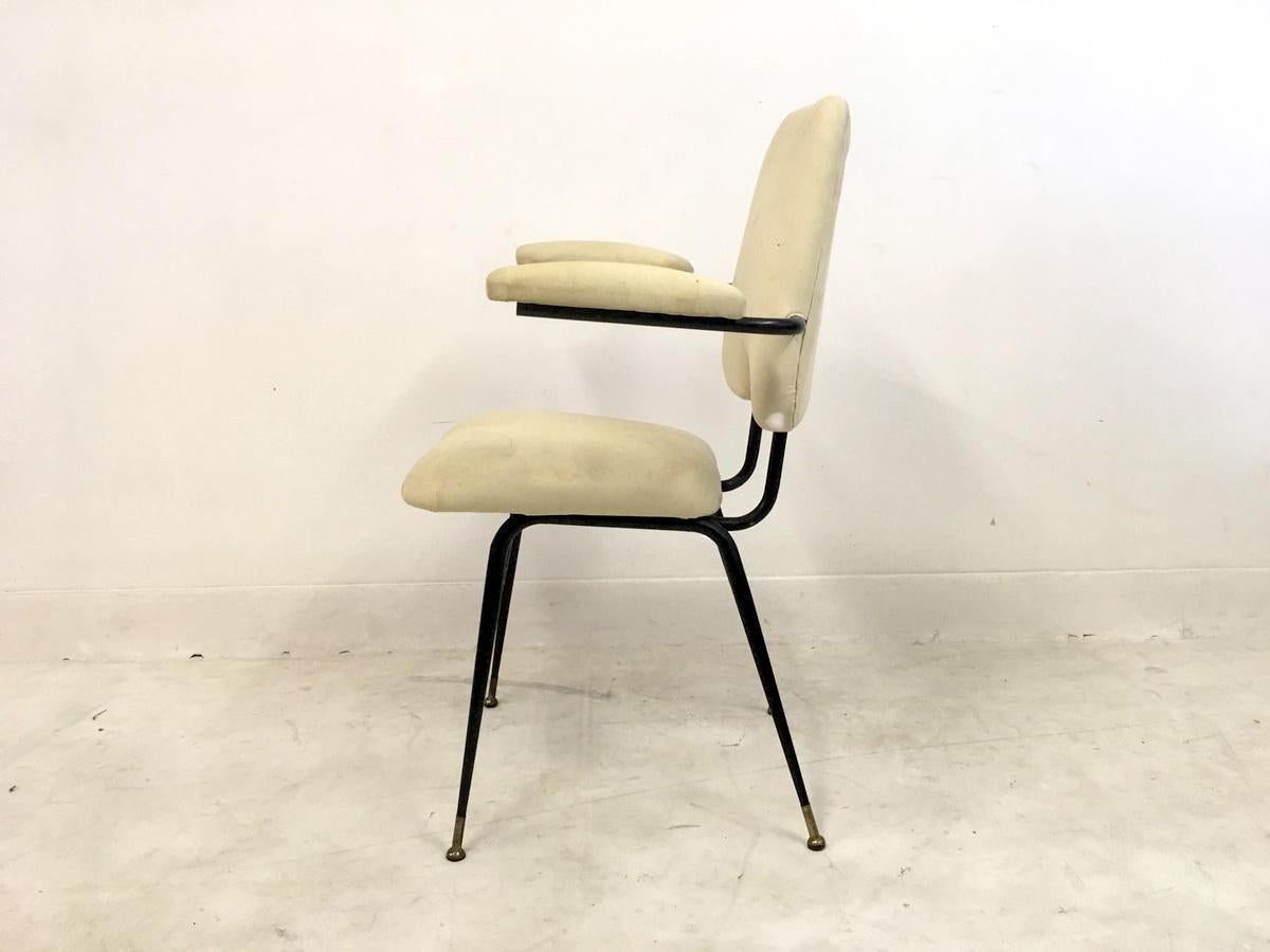 1960s Italian Black Painted Steel Desk Chair 1