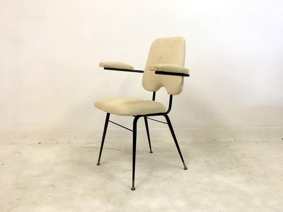 1960s Italian Black Painted Steel Desk Chair 3