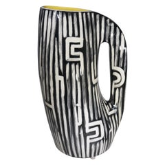1960s Italian Black, White and Yellow Geometric Design Pitcher