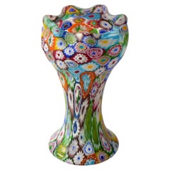 1960s Italian Blown Glass Colorful Millefiori Vase Mid-Century Modern Boho Chic
