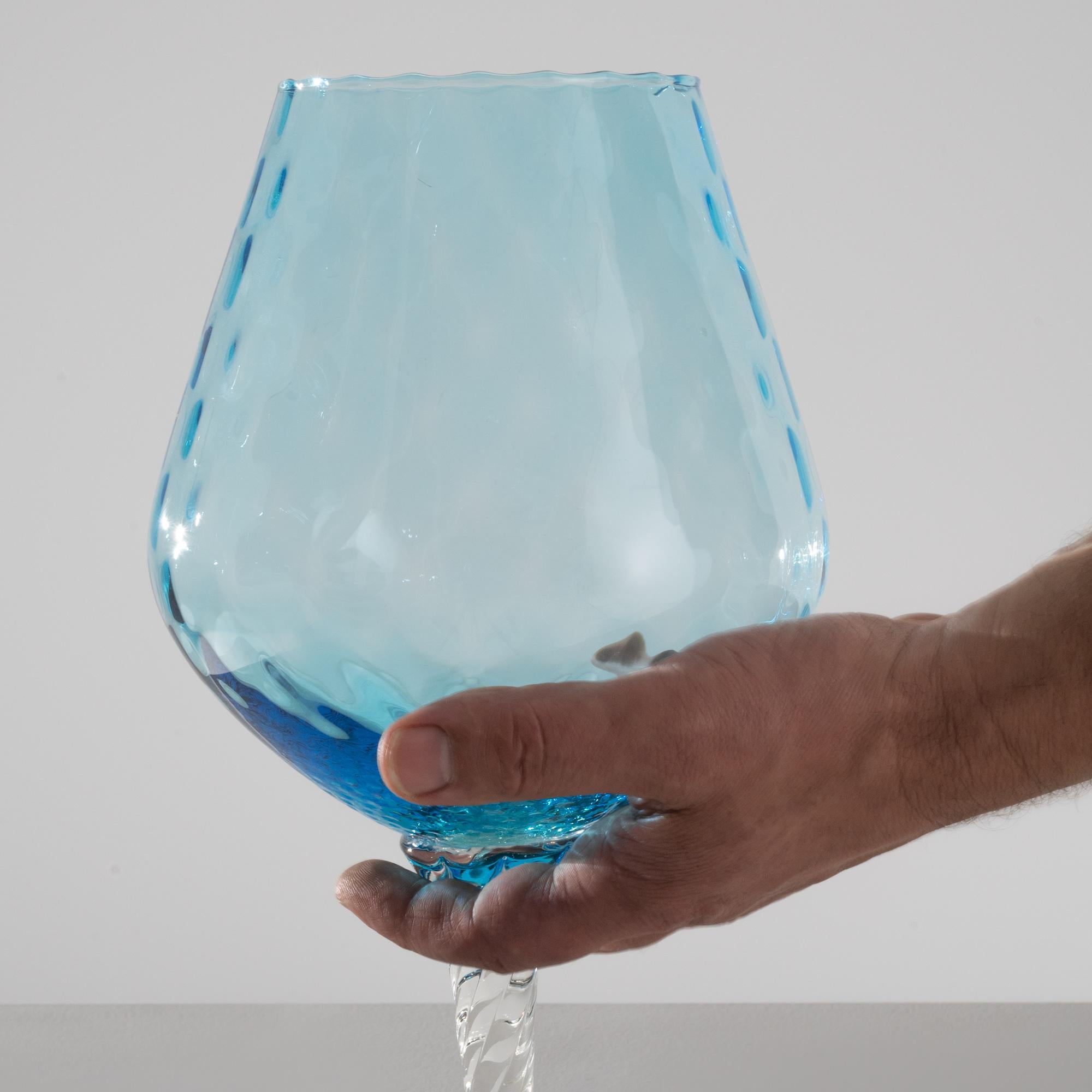 20th Century 1960s Italian Blue Glass Goblet For Sale