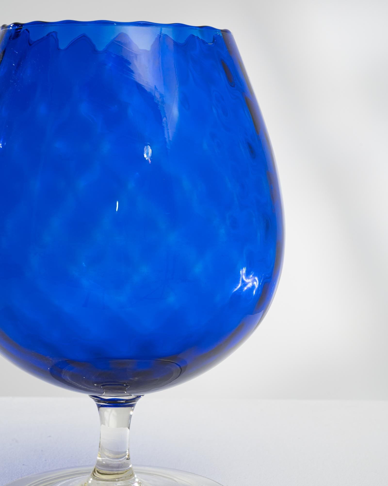 20th Century 1960s Italian Blue Glass Goblet For Sale