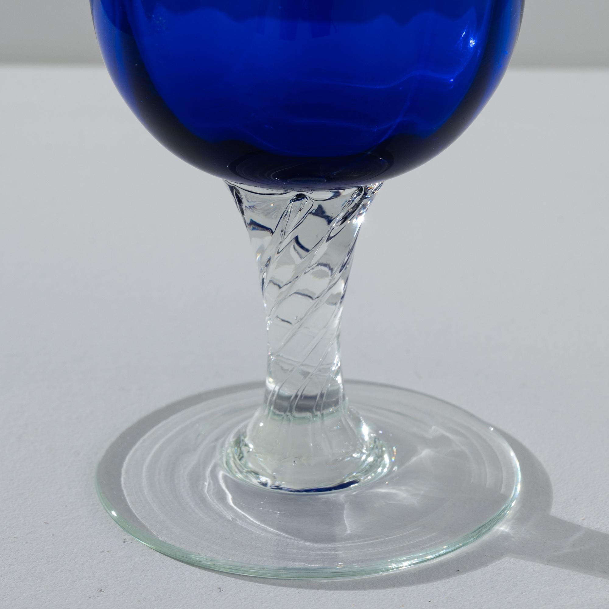 1960s Italian Blue Glass Goblet 3