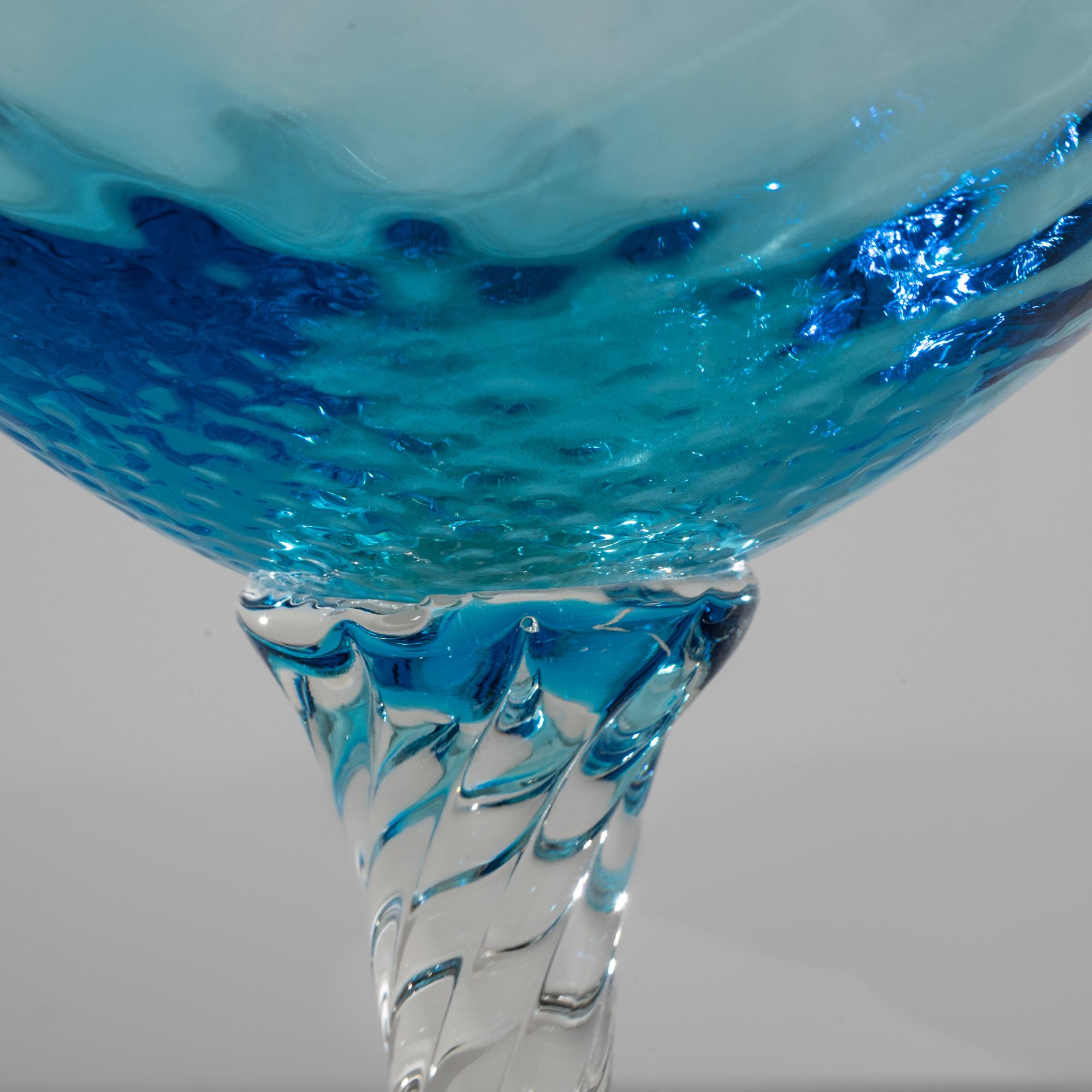 1960s Italian Blue Glass Goblet For Sale 3