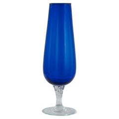 Vintage 1960s Italian Blue Glass Goblet