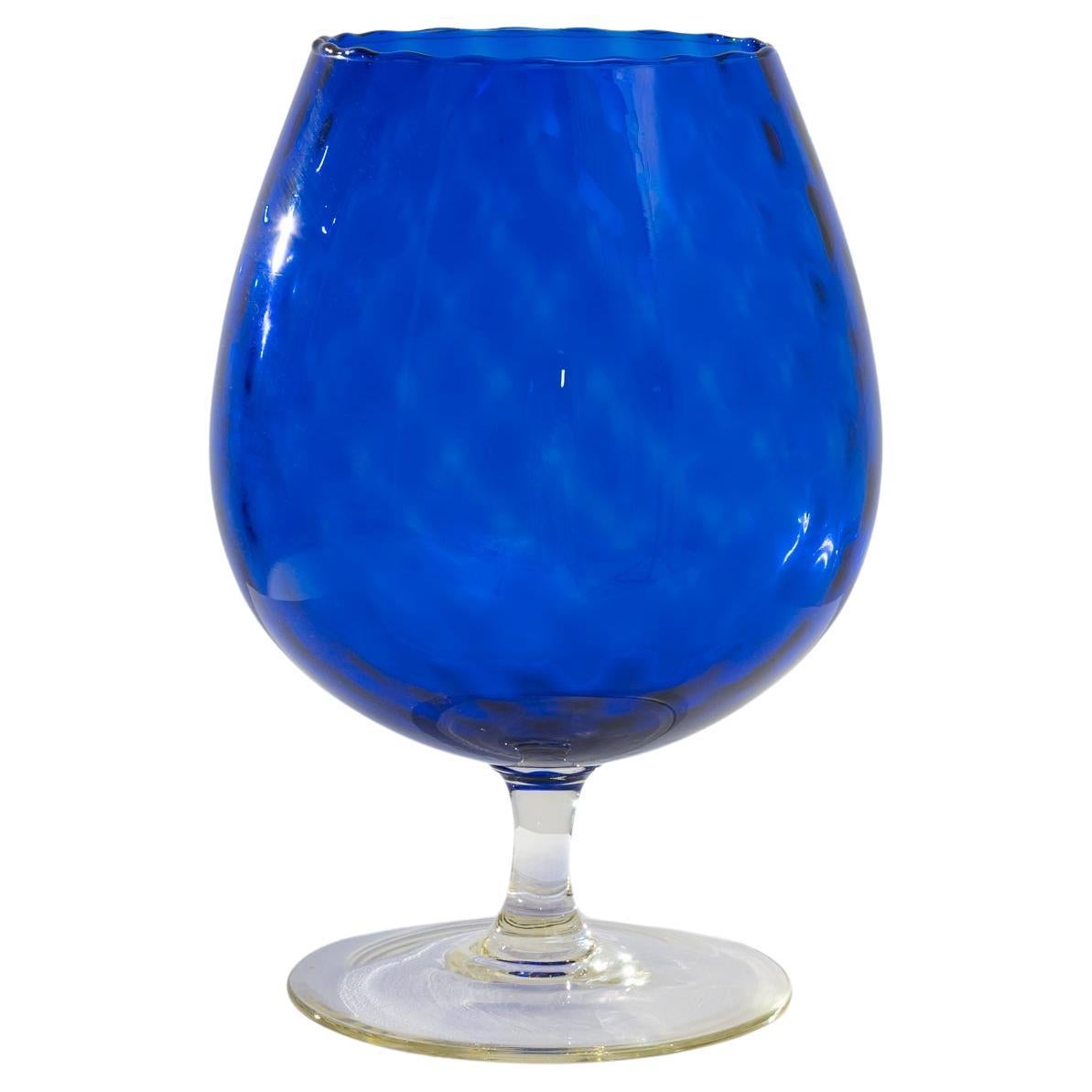 1960s Italian Blue Glass Goblet For Sale