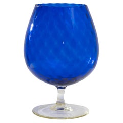 Vintage 1960s Italian Blue Glass Goblet