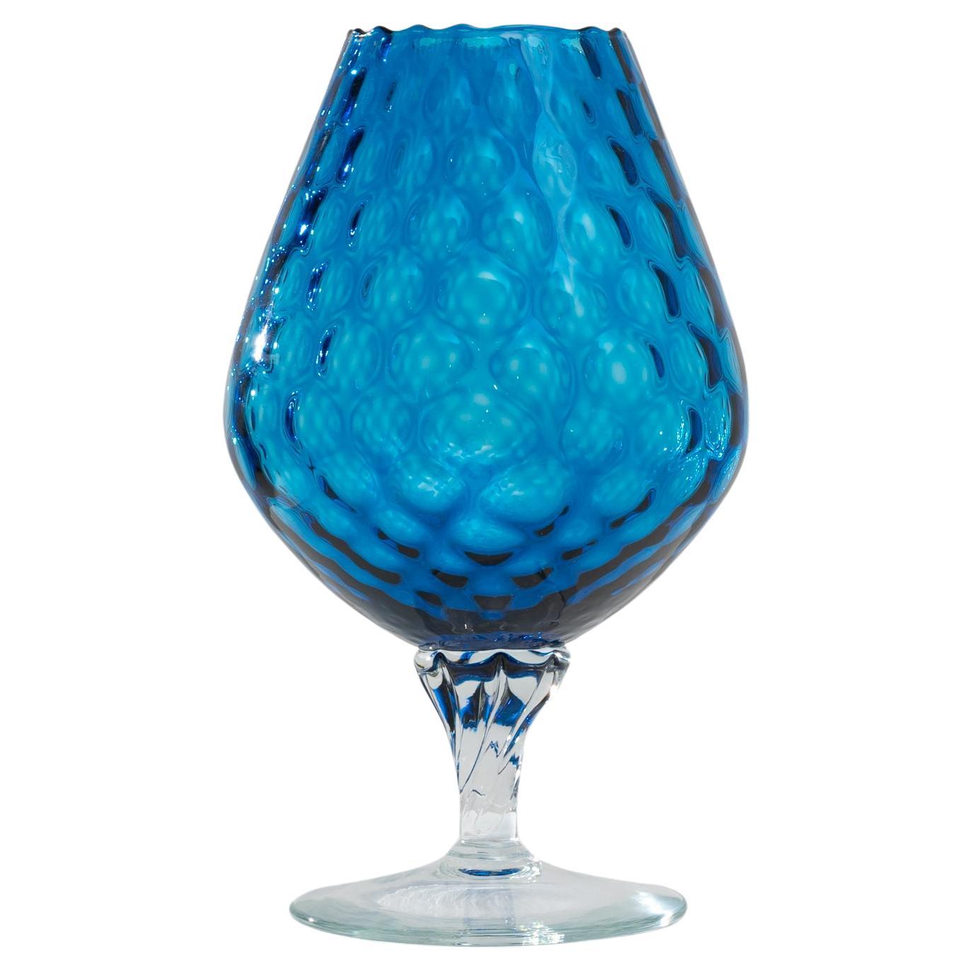 1960s Italian Blue Glass Goblet For Sale