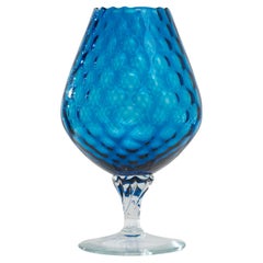 Vintage 1960s Italian Blue Glass Goblet