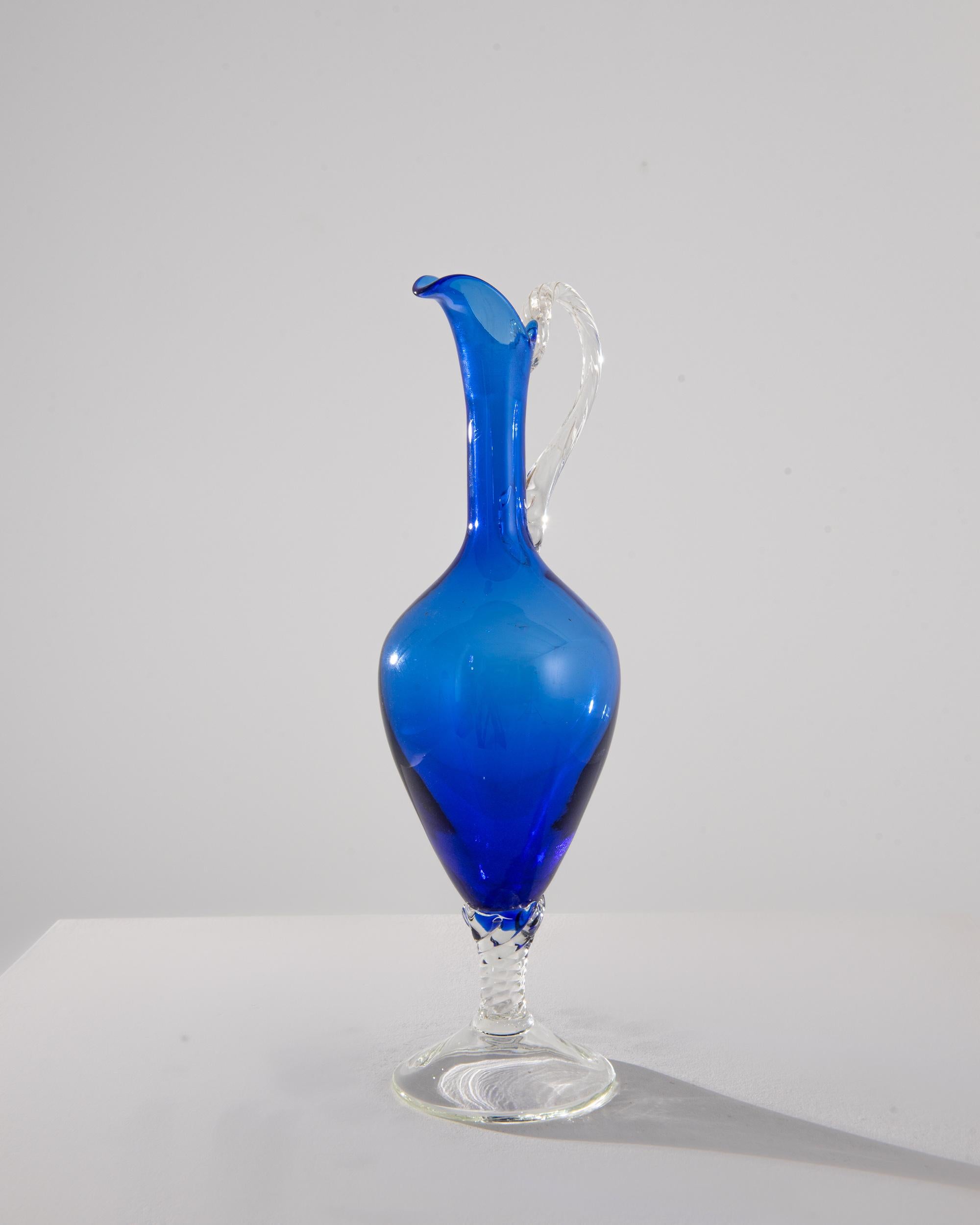 1960s Italian Blue Glass Jug In Good Condition In High Point, NC
