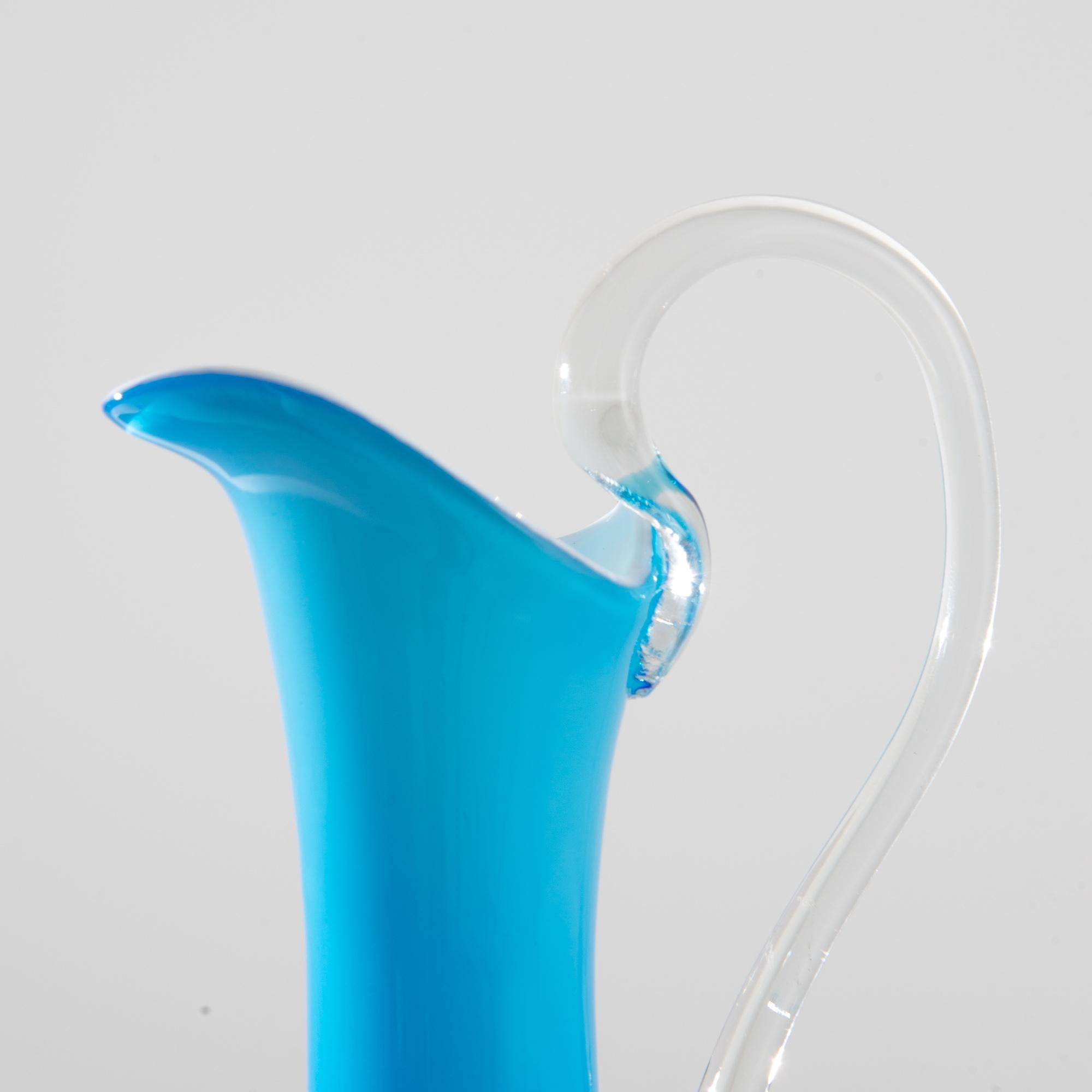 1960s Italian Blue Glass Jug For Sale 1