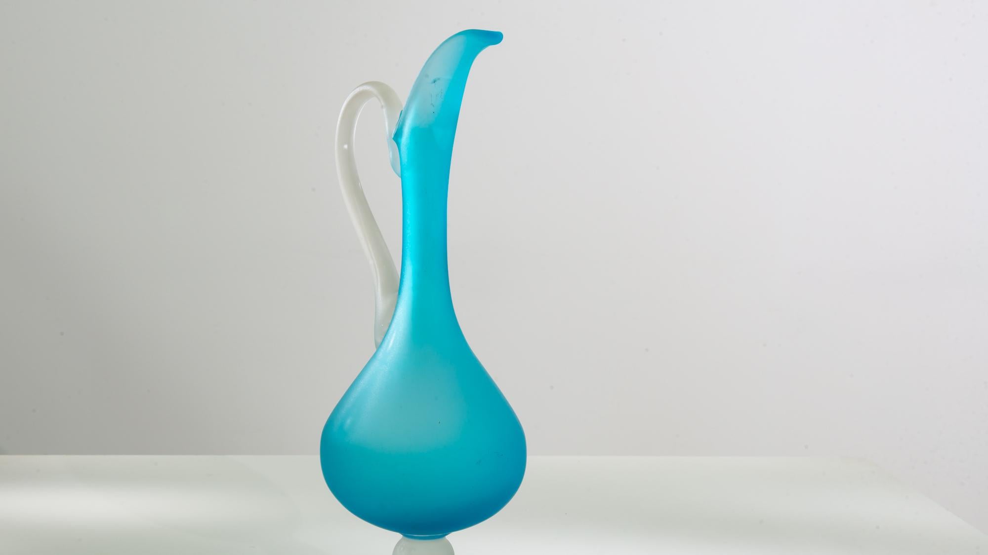 1960s Italian Blue Glass Jug For Sale 2