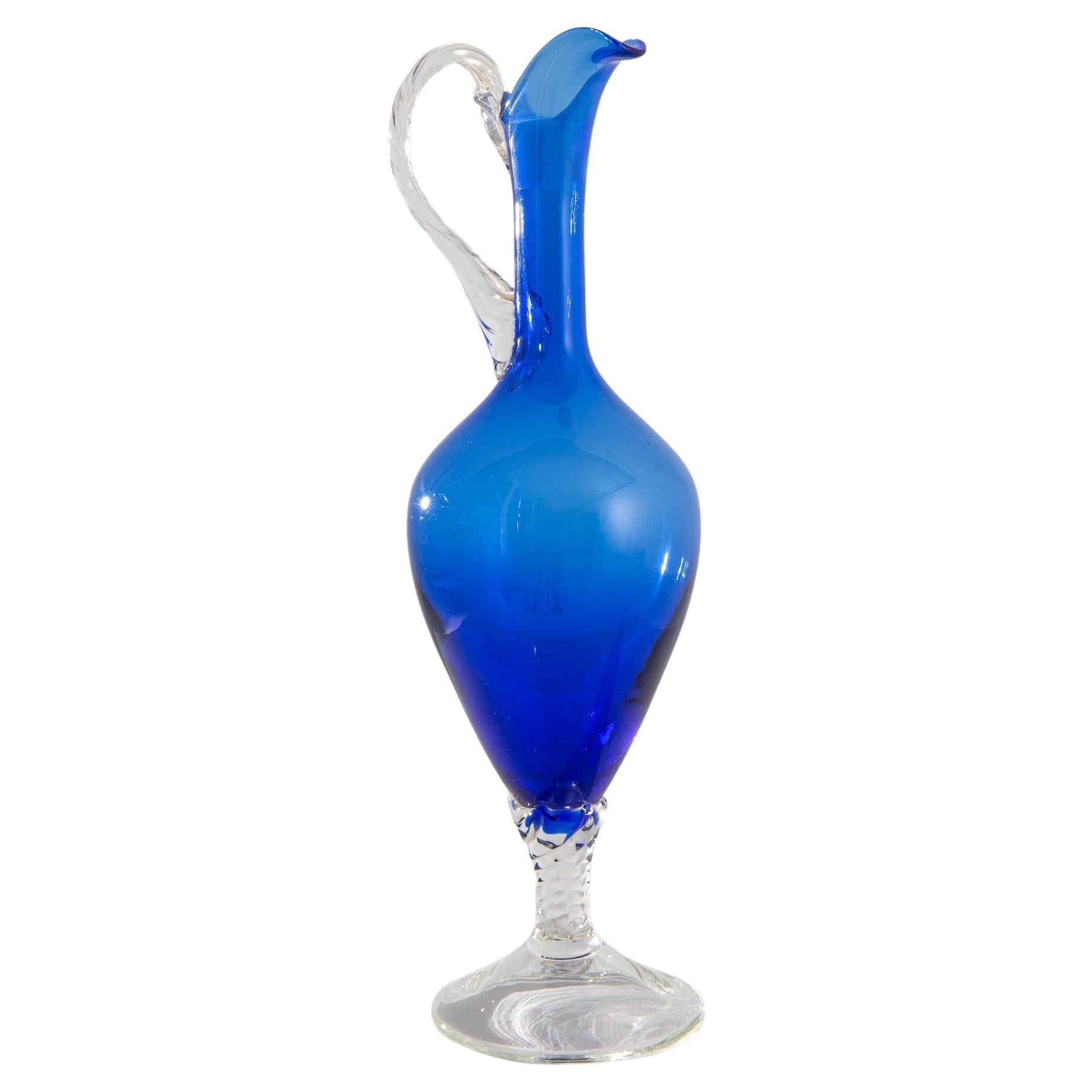 1960s Italian Blue Glass Jug