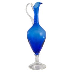 Vintage 1960s Italian Blue Glass Jug