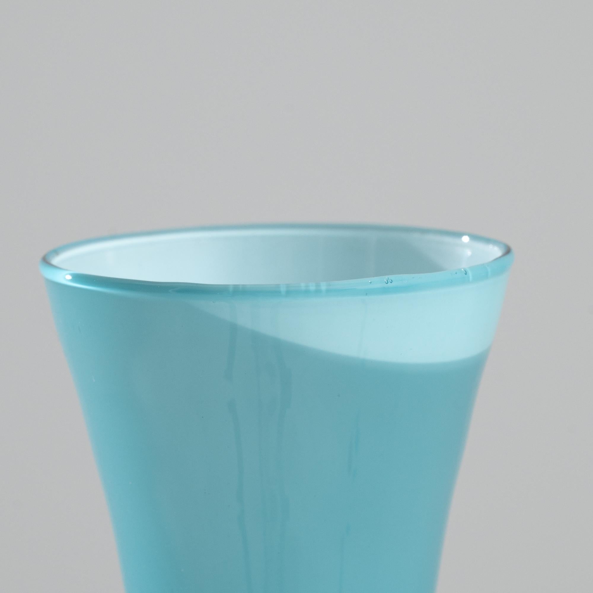 1960s Italian Blue Glass Vase For Sale 2