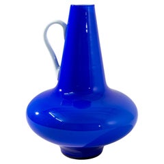 Retro 1960s Italian Blue Glass Vase