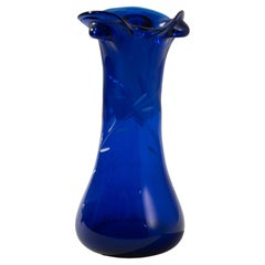 Vase italien en verre bleu des années 1960