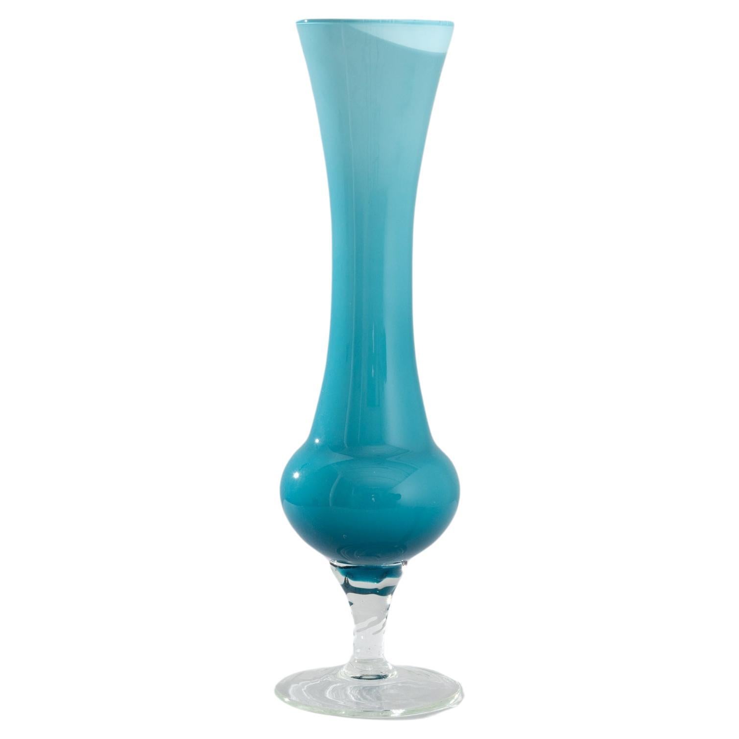 Vase italien en verre bleu des années 1960