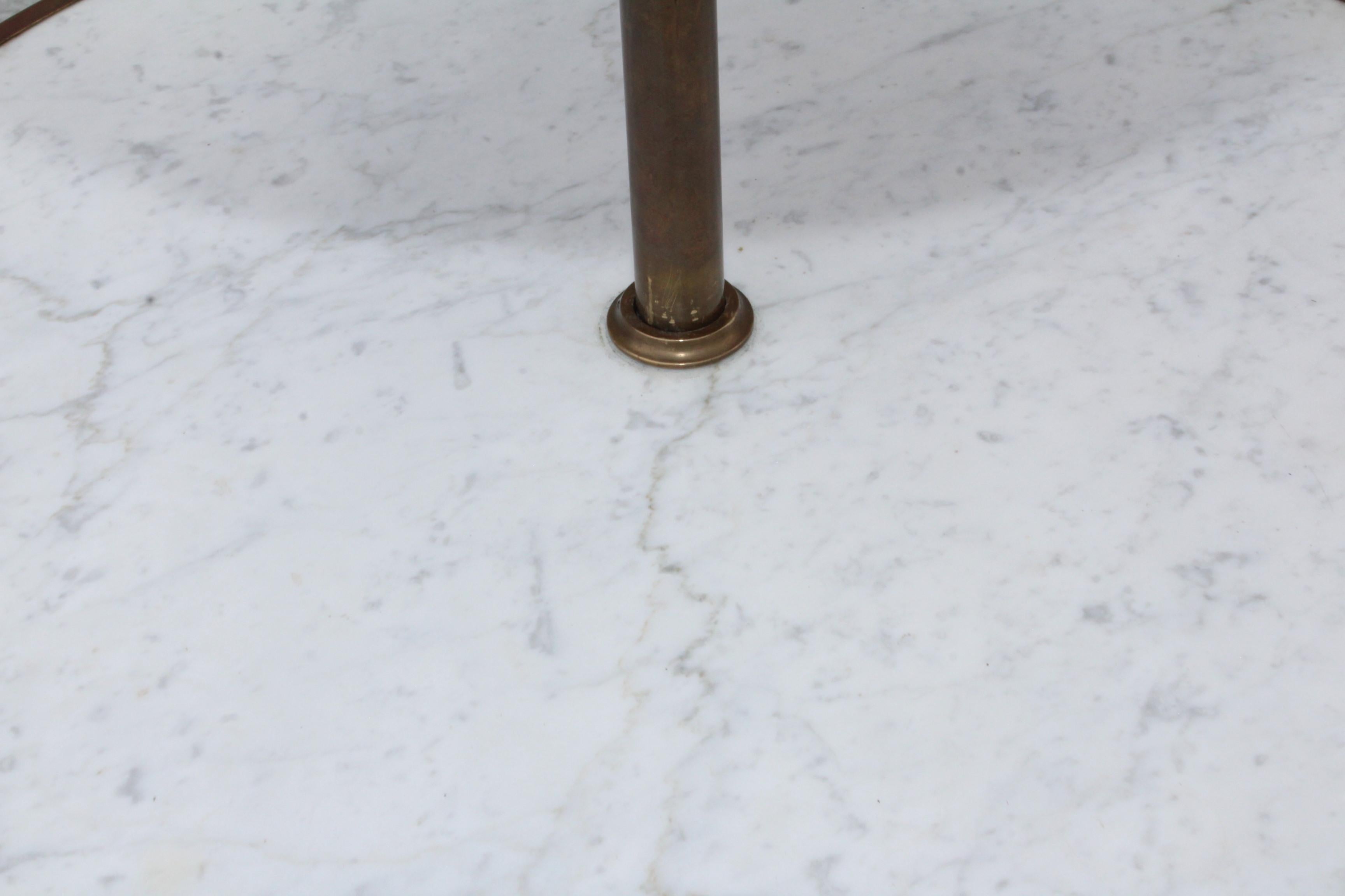 1960's Italian Brass and Carrara Marble 3 Tier Display Shelf For Sale 7