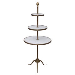 Vintage 1960's Italian Brass and Carrara Marble 3 Tier Display Shelf