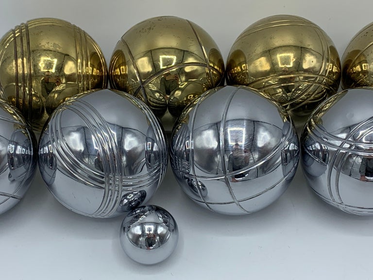 1960s Italian Brass and Chrome Bocce Ball Set, 9 Pieces at 1stDibs