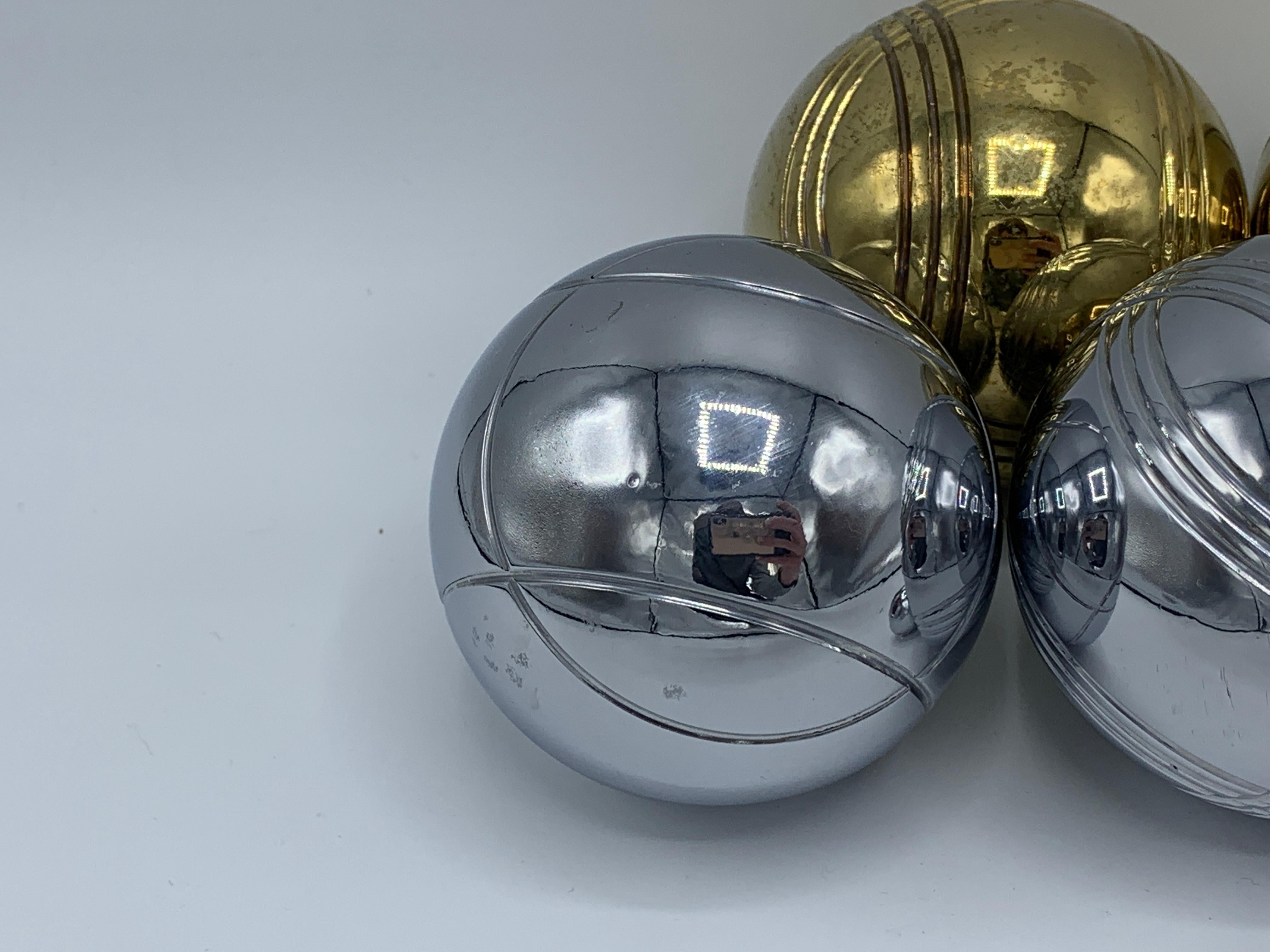 Modern 1960s Italian Brass and Chrome Bocce Ball Set, 9 Pieces