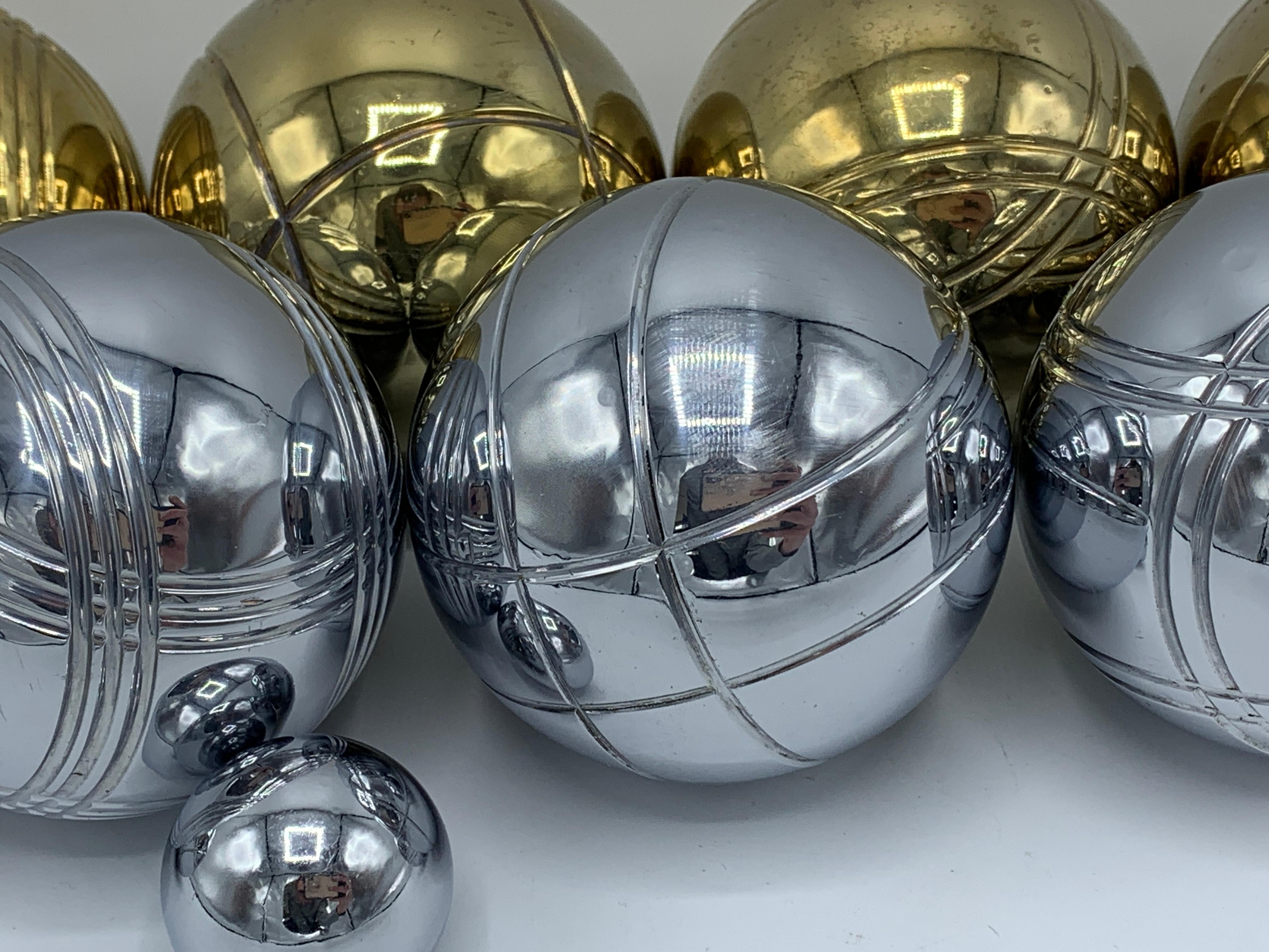 1960s Italian Brass and Chrome Bocce Ball Set, 9 Pieces 1