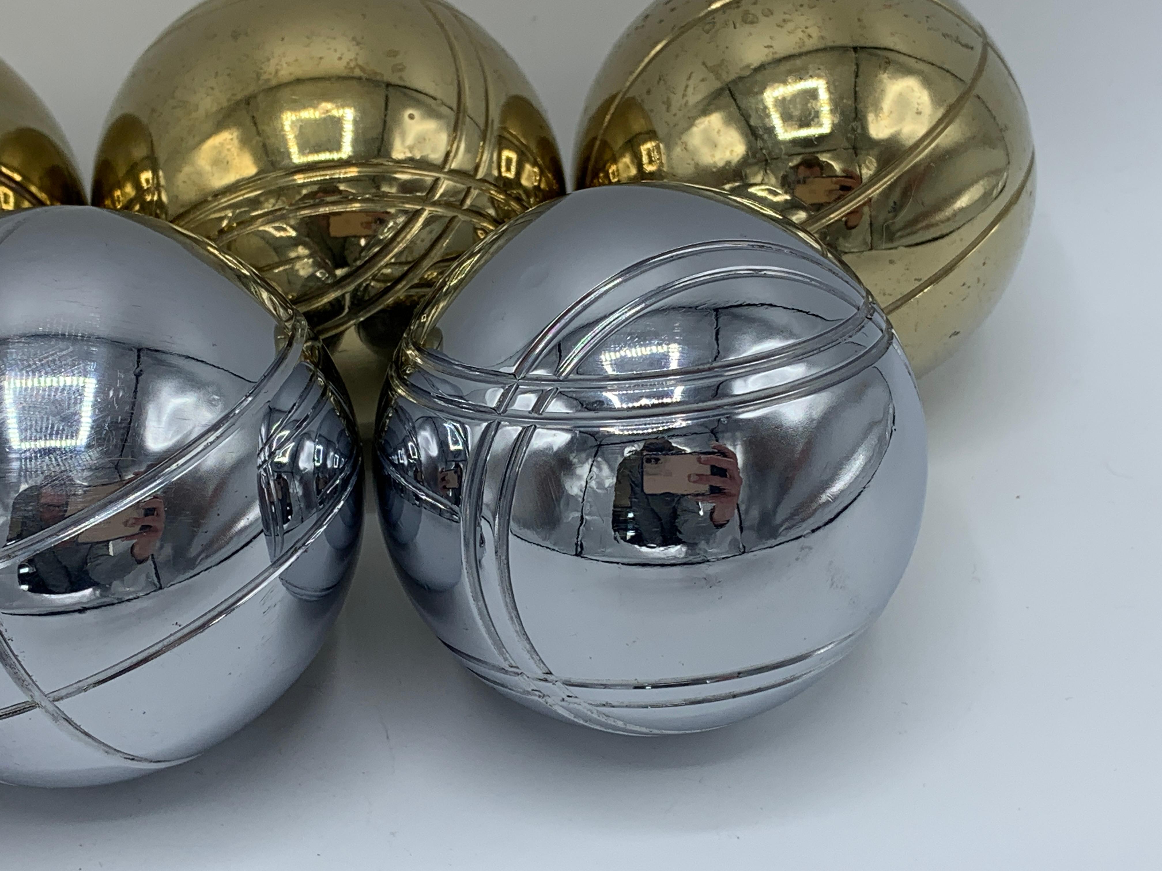 1960s Italian Brass and Chrome Bocce Ball Set, 9 Pieces 2