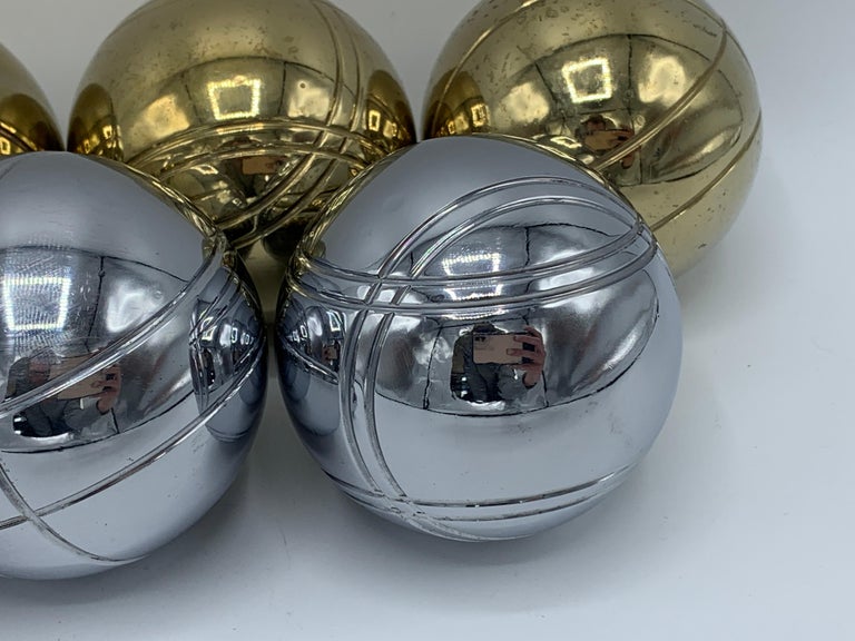 1960s Italian Brass and Chrome Bocce Ball Set, 9 Pieces at 1stDibs