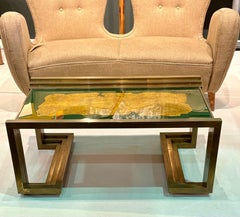 Table basse italienne des années 1960 en laiton et verre, conçue par Angelo Bragalini