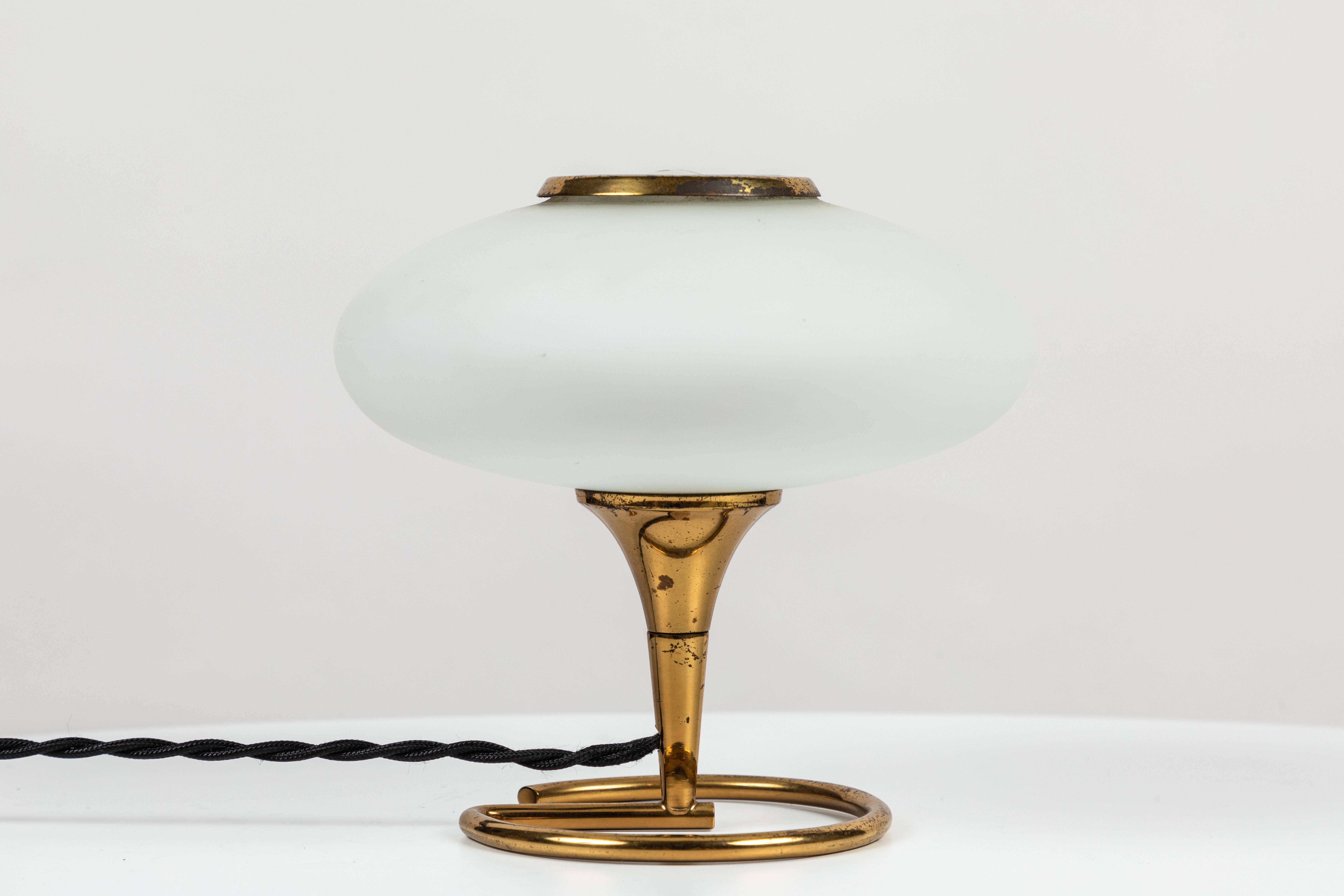 1960s Italian Brass and Glass Table Lamp Attributed to Stilnovo 2