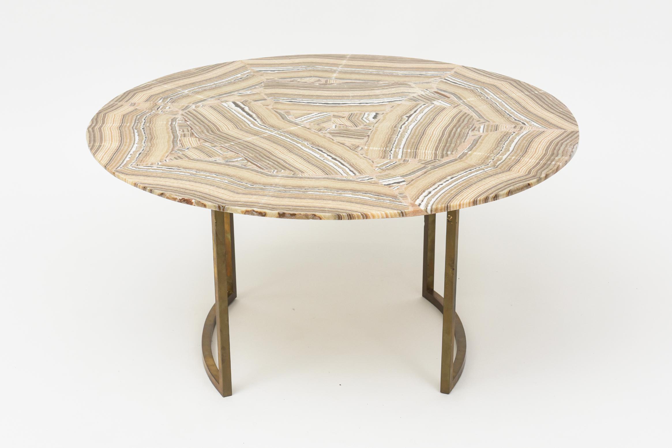 Mid-Century Modern 1960s Italian Brass and Onyx Coffee Table For Sale