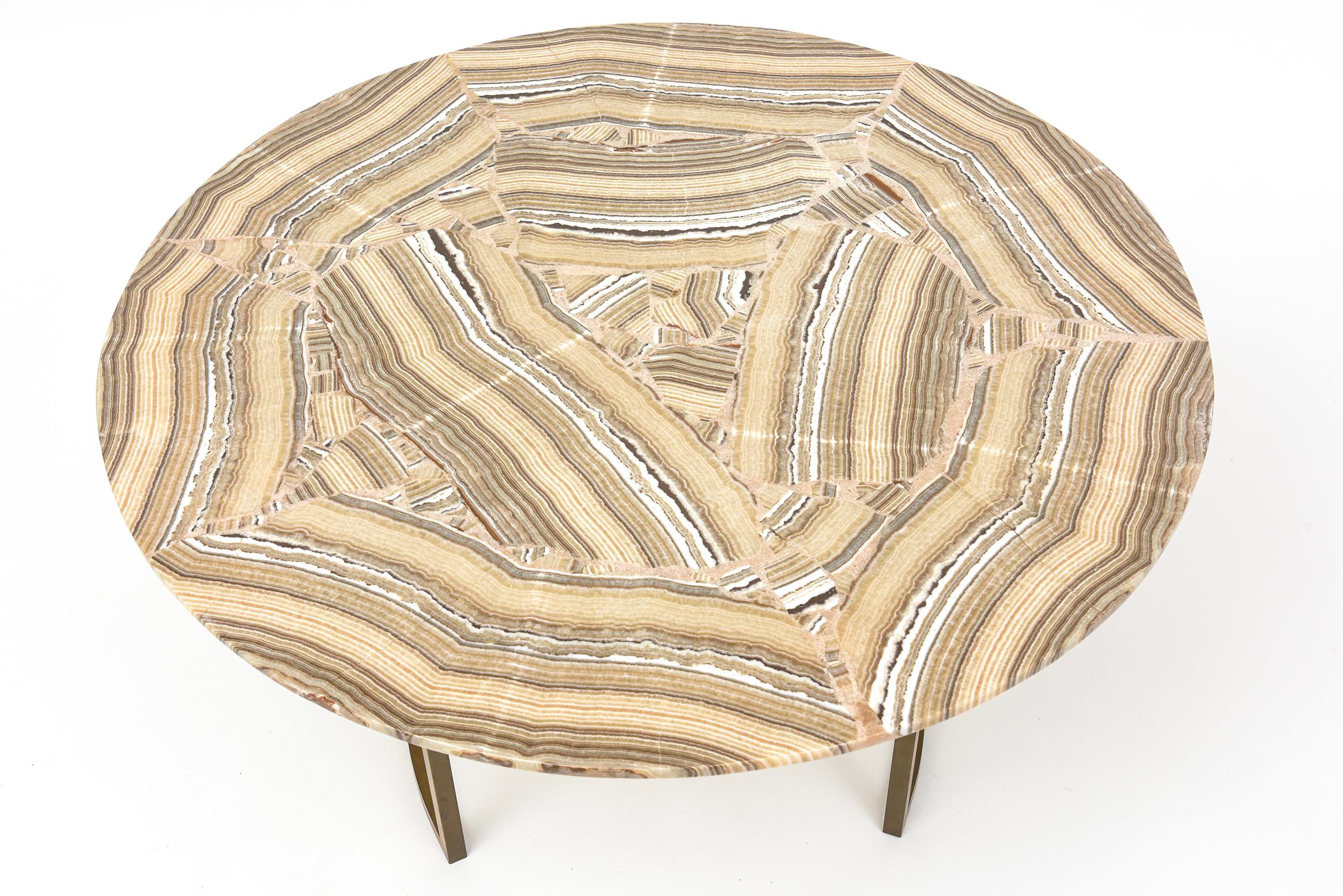 1960s Italian Brass and Onyx Coffee Table For Sale 4