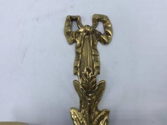 1960s Italian Brass Candlestick Sconce with Tassel and Laurel Wreath Motif, Pair