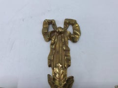 1960s Italian Brass Candlestick Wall Sconces with Tassel and Bow Motif, Pair