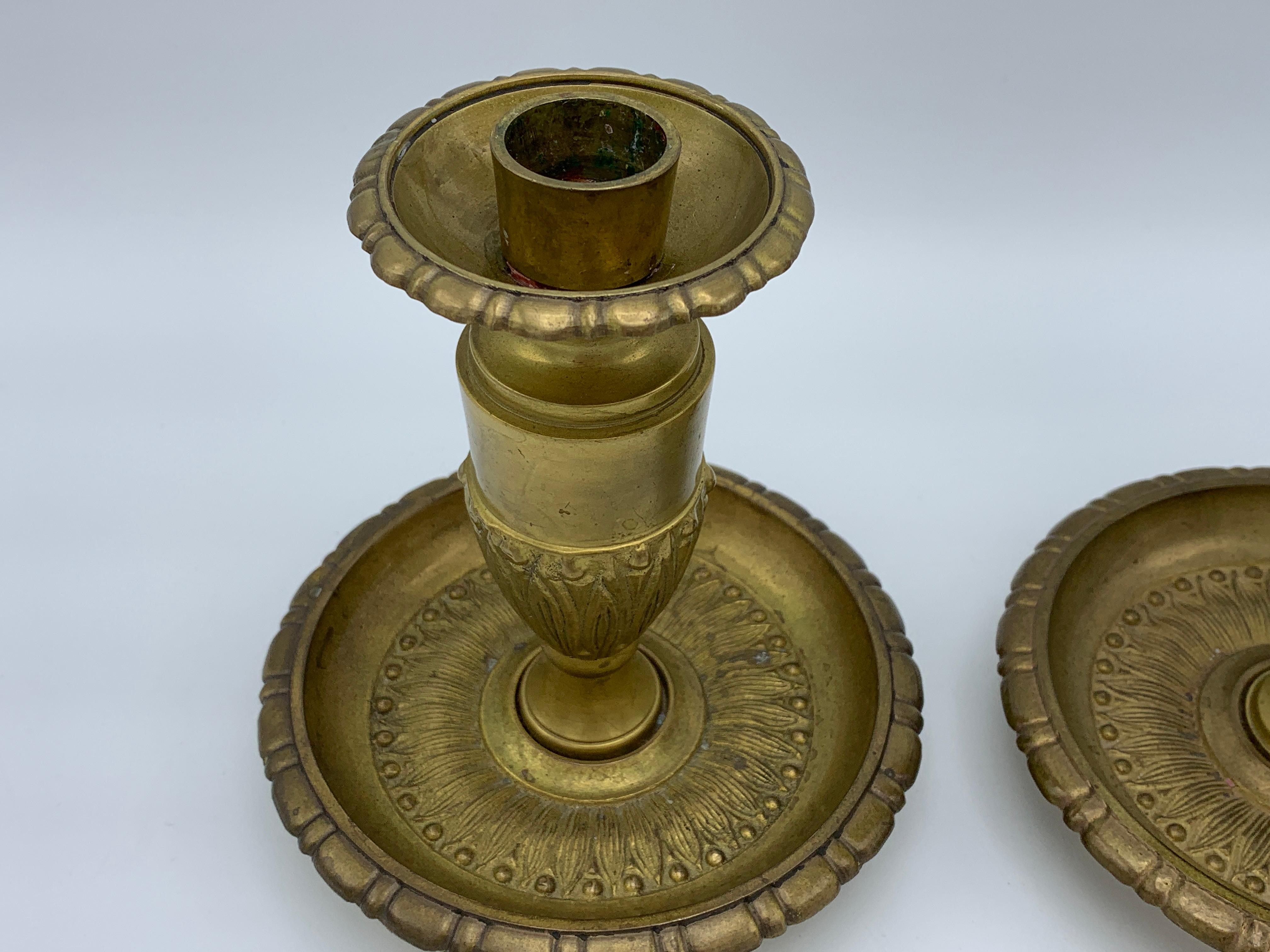 1960s Italian Brass Candlesticks, Pair For Sale 2