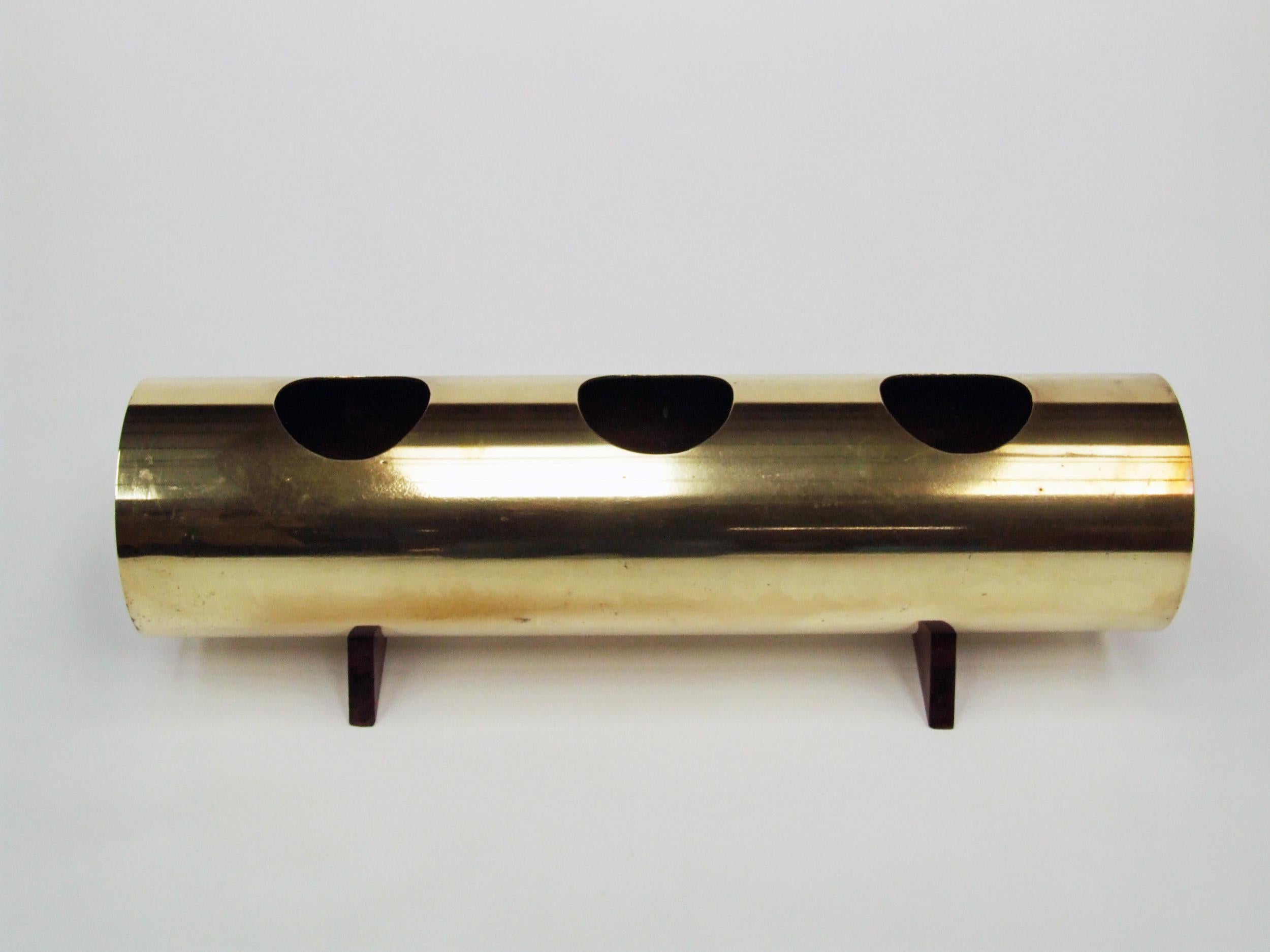 Mid-20th Century 1960s Italian Brass Cylinder Planter Modernist Design For Sale
