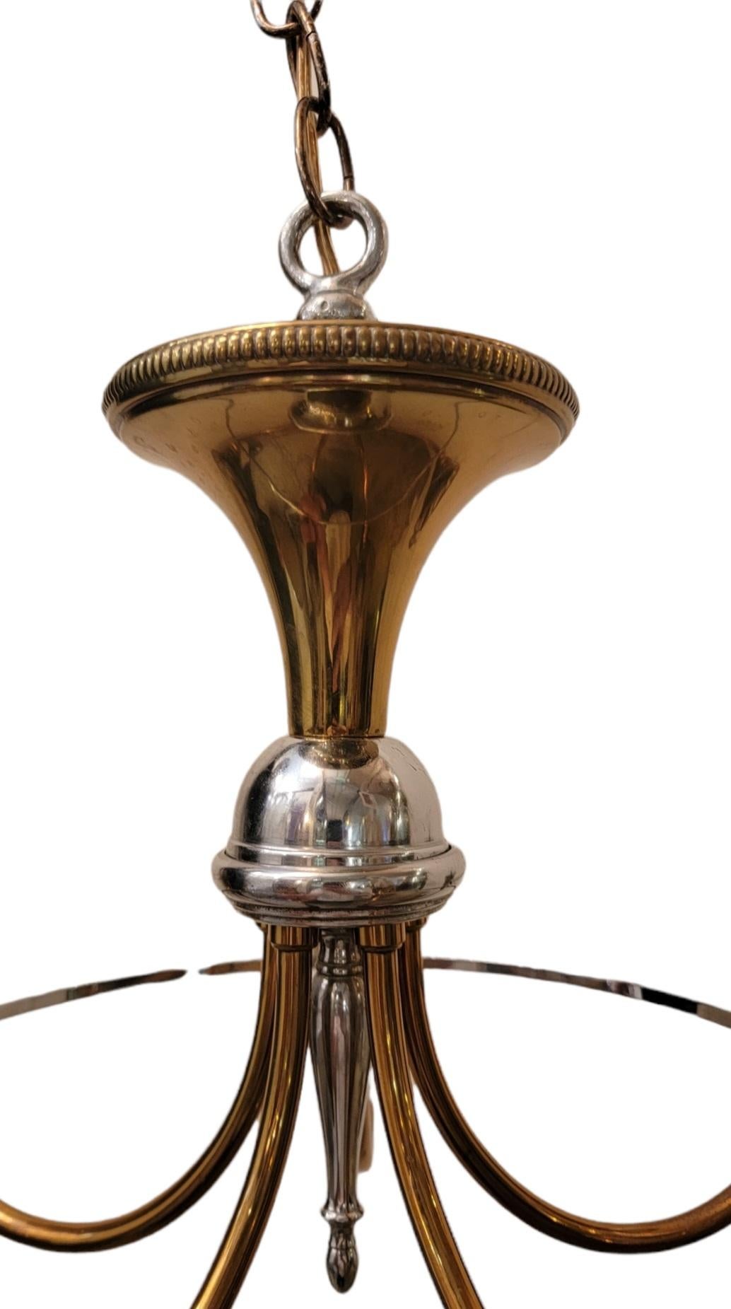 American 1960s Italian Brass Five Light Chandelier For Sale