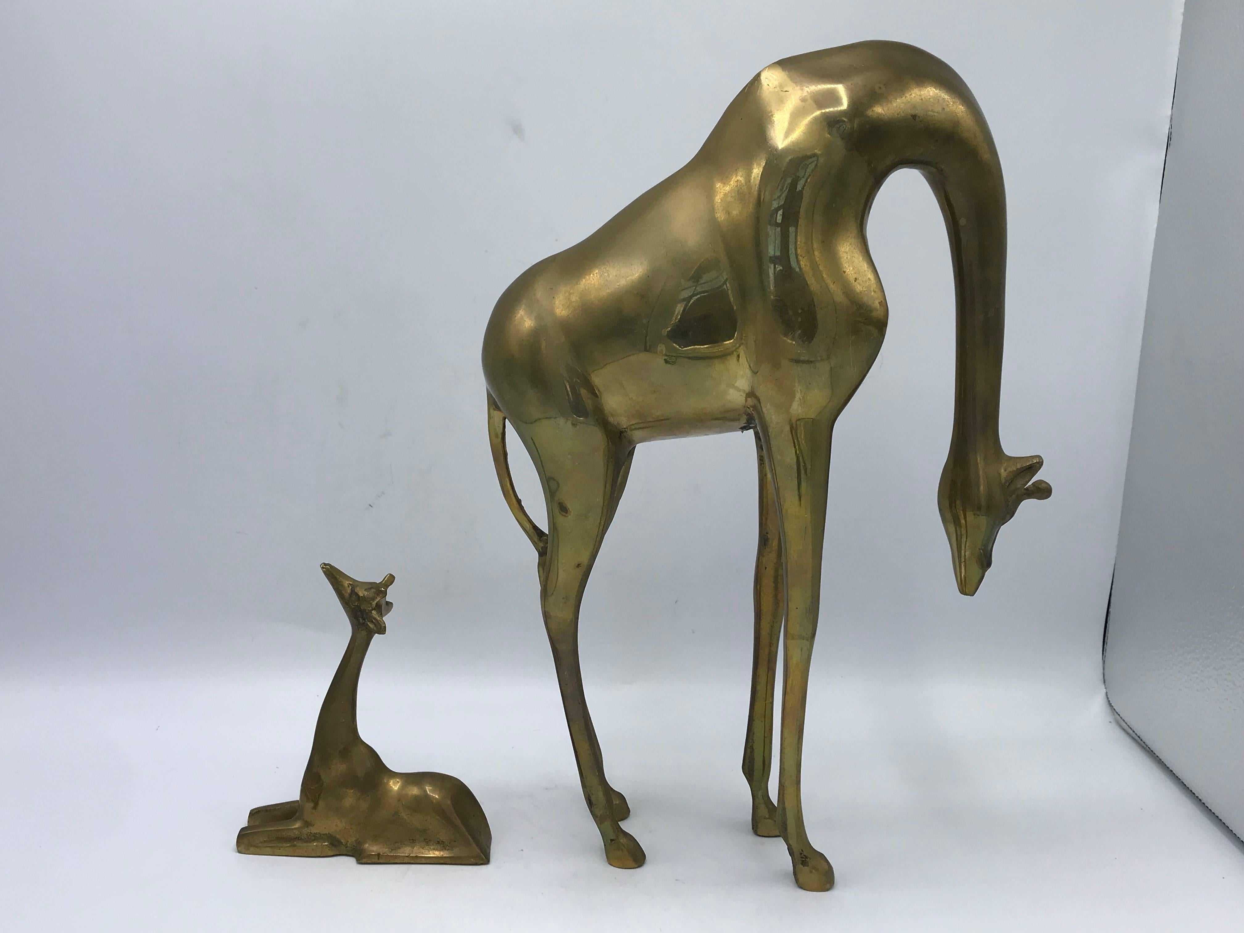 Mid-Century Modern 1960s Italian Brass Giraffe Sculptures, Pair