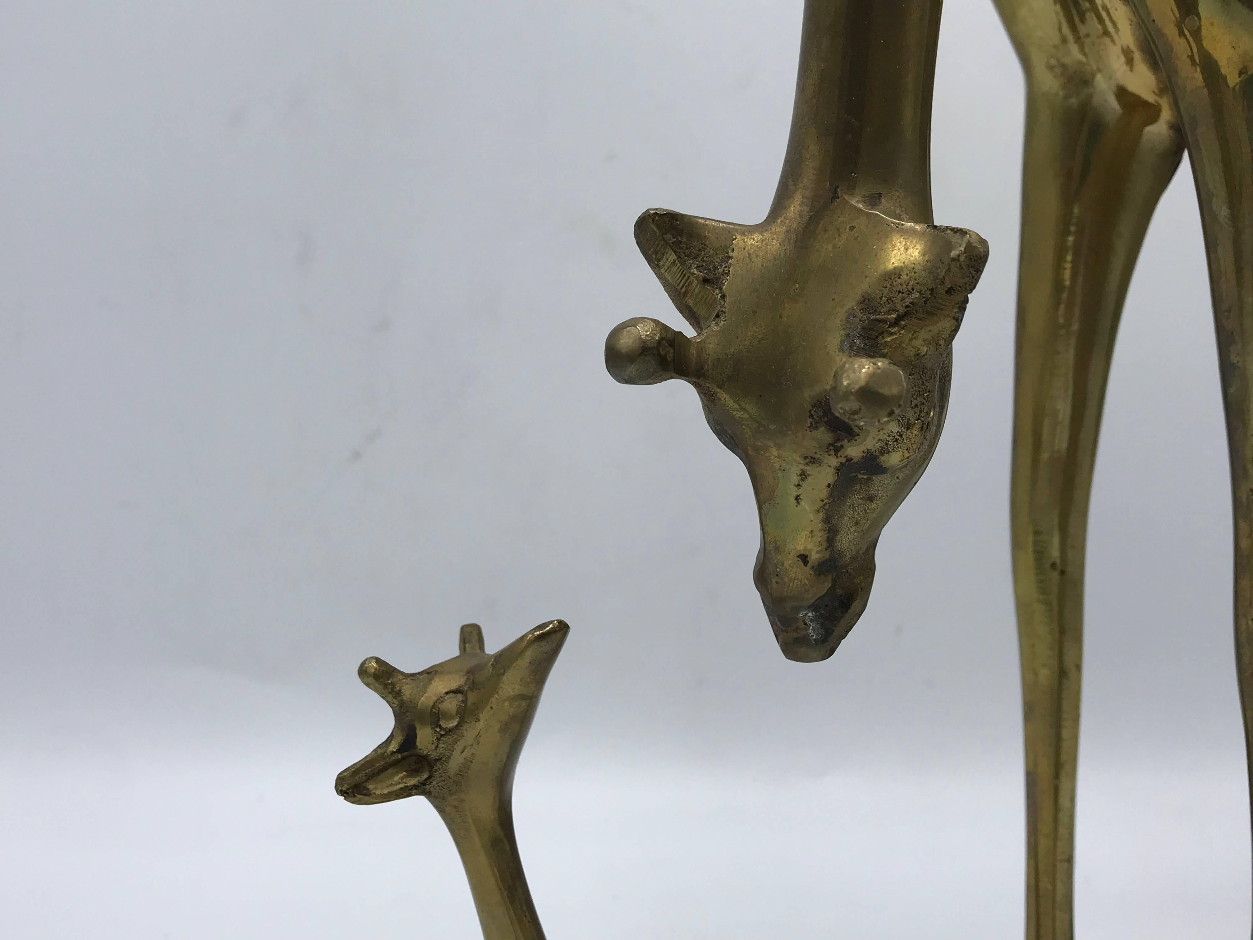 20th Century 1960s Italian Brass Giraffe Sculptures, Pair