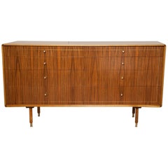 1960s Italian Brass Inlaid Walnut Dresser by Erno Fabry