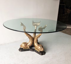 1960s Italian Brass Koi Fish Dining or Entry Table Base