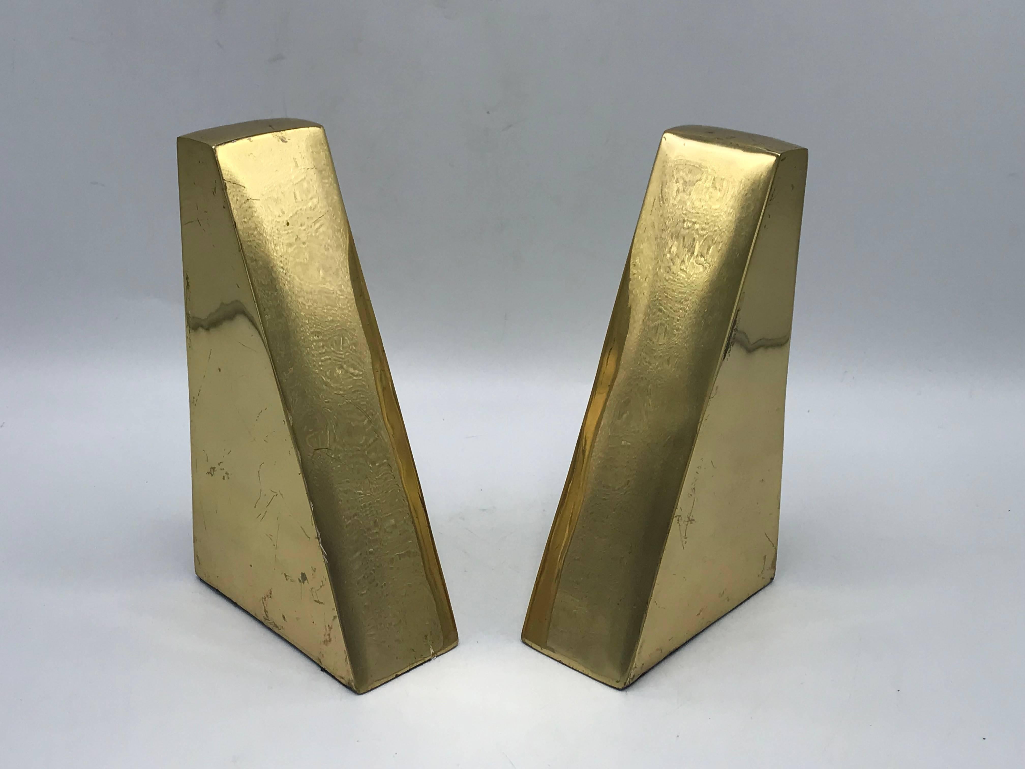 20th Century 1960s Italian Brass Modern Sculptural Bookends, Pair