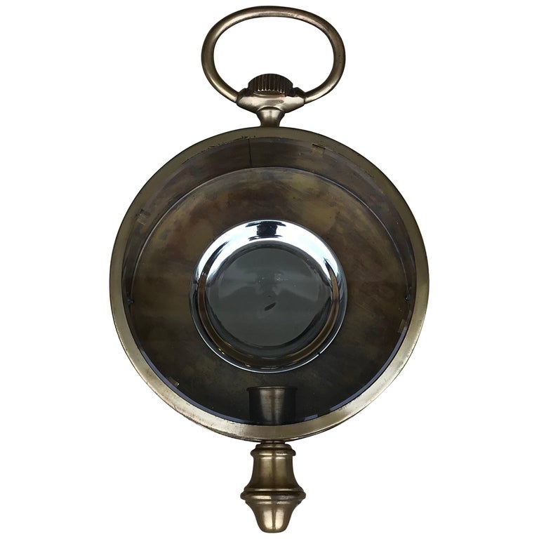 1960s Italian Brass 'PocketWatch' Style Indoor or Outdoor Wall Sconce
