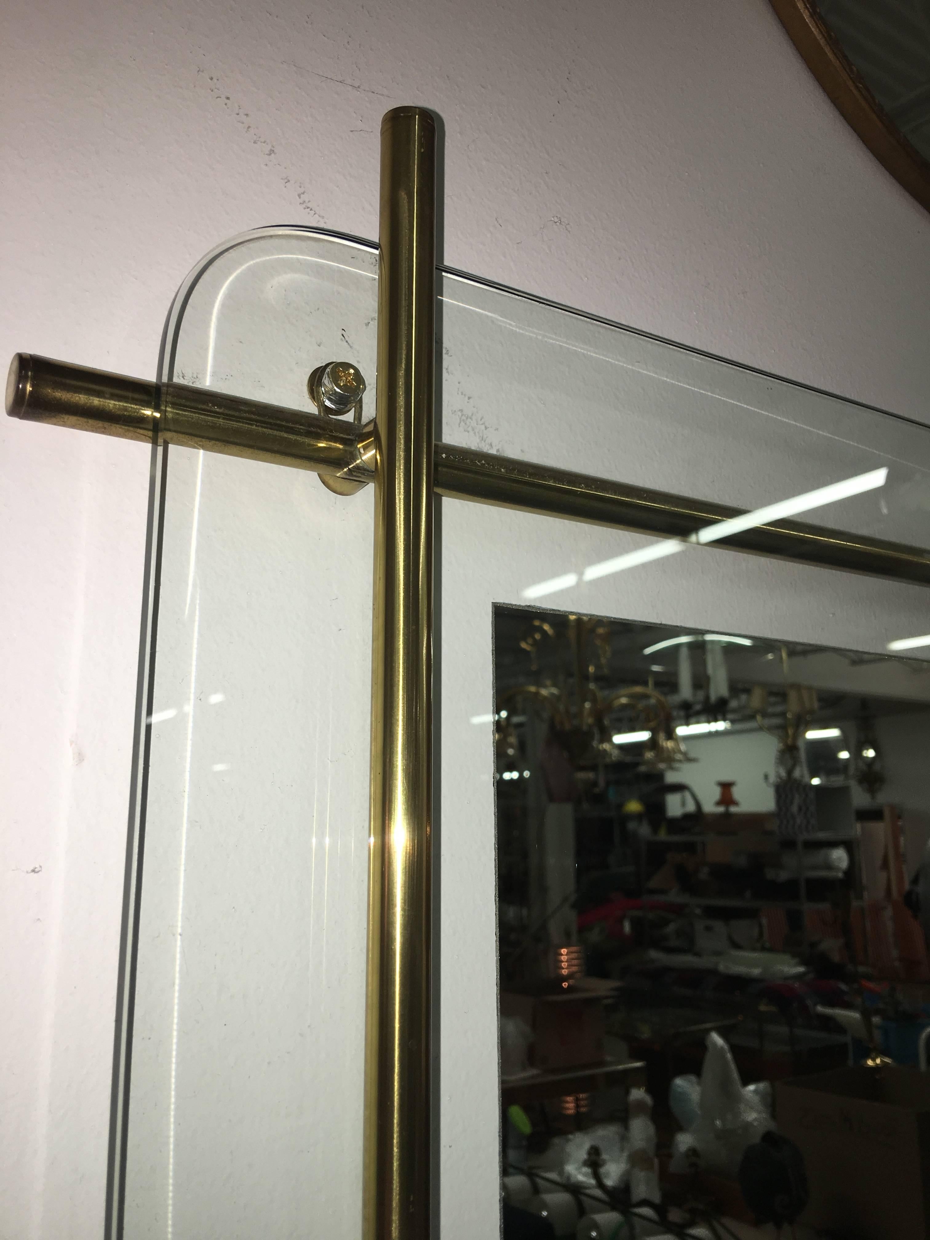 1960's Italian Brass Rod Framed Square Mirror 1