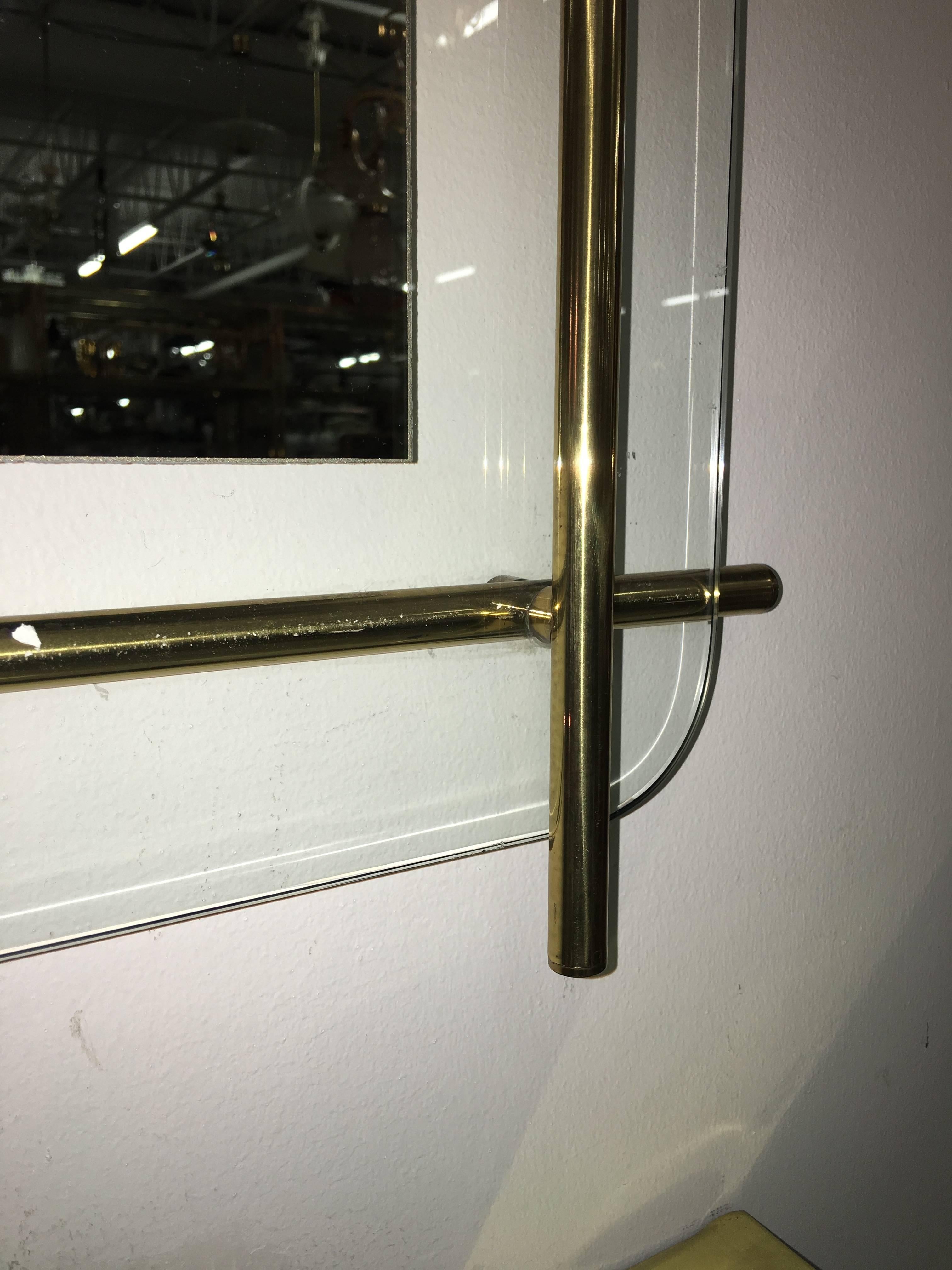 1960's Italian Brass Rod Framed Square Mirror 2
