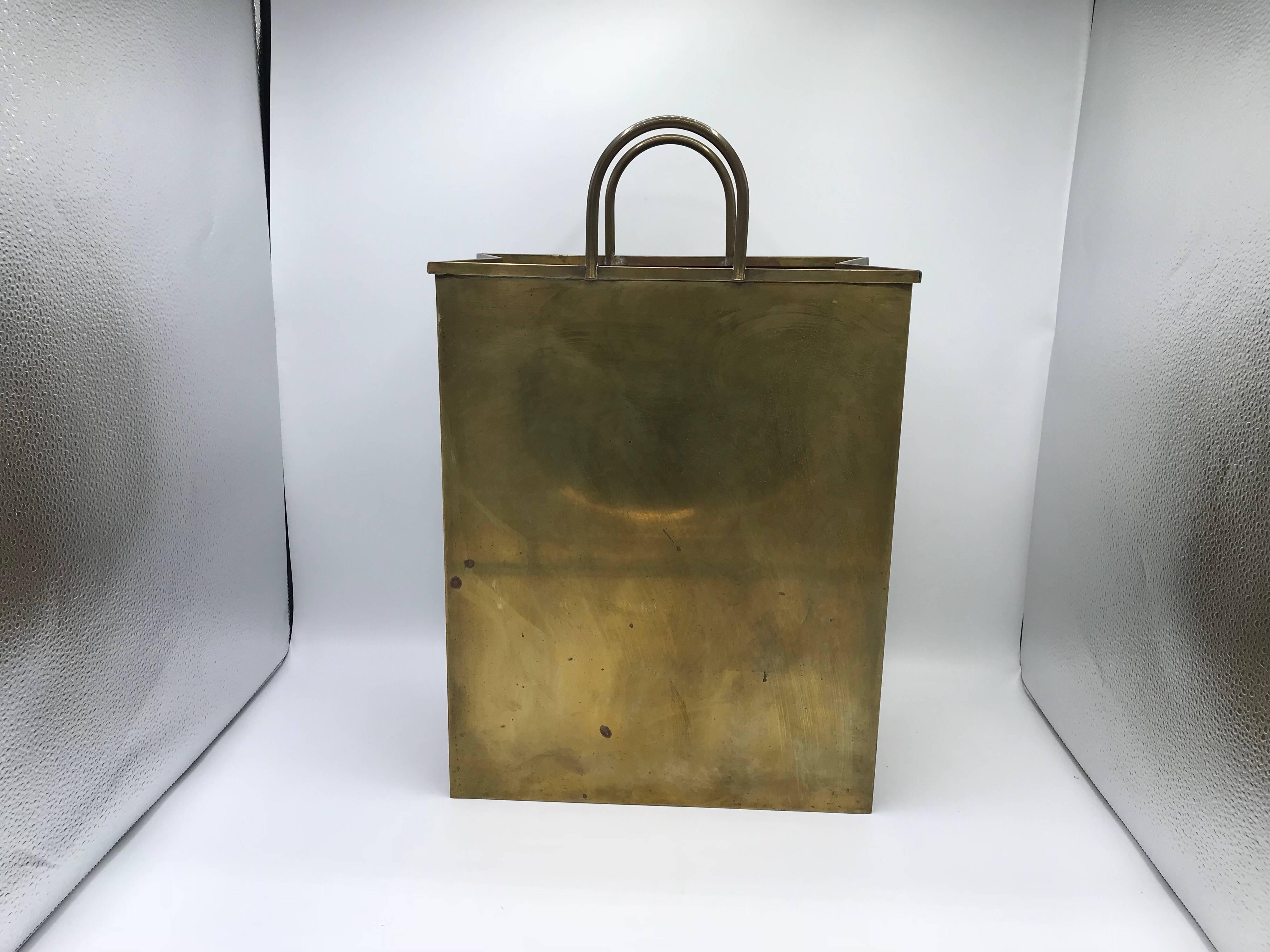 20th Century 1960s Italian Sarreid Ltd. Brass Shopping Bag Cachepot Planter